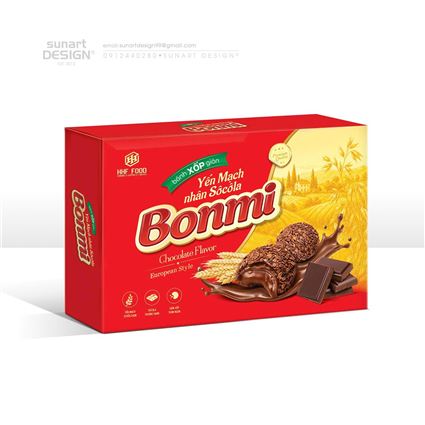Bánh xốp giòn yến mạch nhân socola  BONMI hộp 252 g